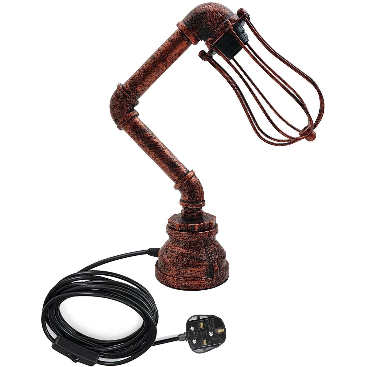 Retro Industrial Water Pipe Lighting Wall Plug-In Table Lamp Steampunk