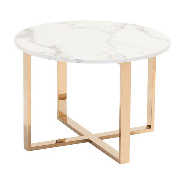 24" X 24" X 16.9" Stone And Gold Faux End Table