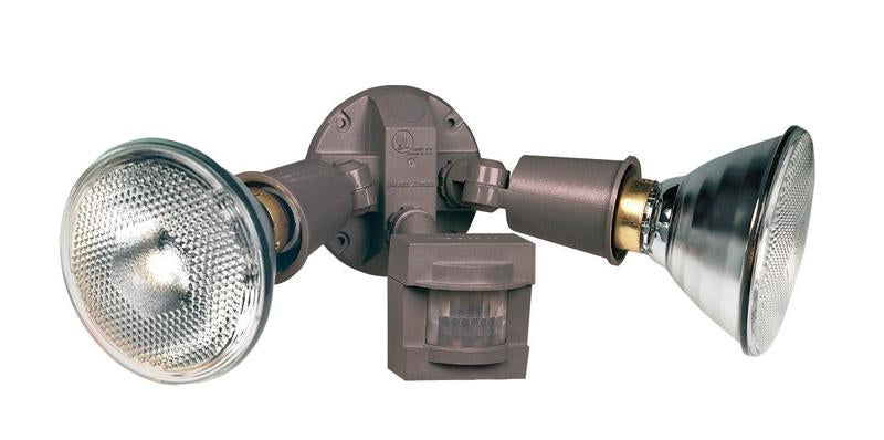 Heath Zenith  Motion-Sensing  Hardwired  Halogen  Bronze  Floodlight