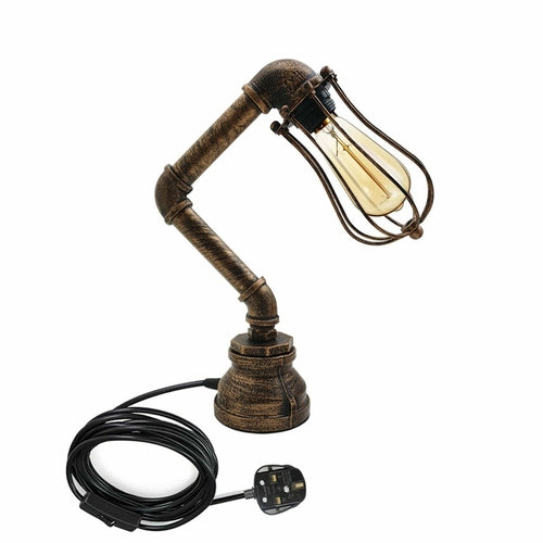 Retro Industrial Water Pipe Lighting Wall Plug-In Table Lamp Steampunk