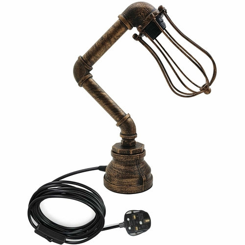Retro Industrial Water Pipe Lighting Wall Plug-In Table Lamp Steampunk