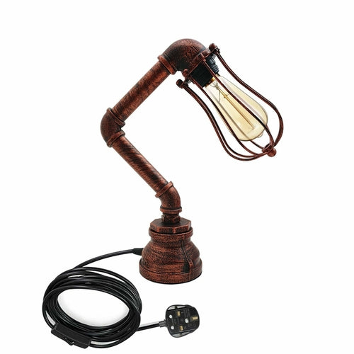 Retro Industrial Water Pipe Lighting Wall Plug-In Table Lamp Steampunk